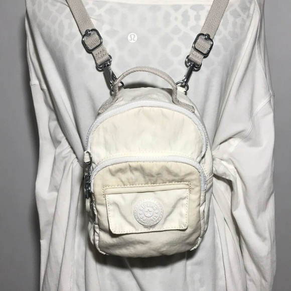 Kipling Brand Mini Off White Convertible Micro Backpack Crossbody Purse Bag - Picture 2 of 10